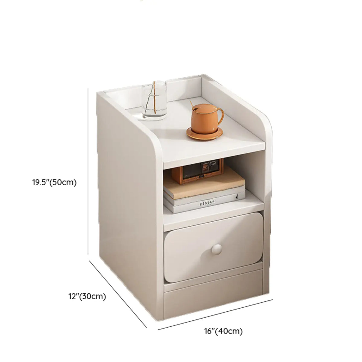 Simple White Natural Wood 2-Drawer Nightstand