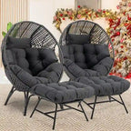FINCATI Indoor Eggs Chair, 440 lbs Egg Chair Outdoor, Oversized Egg Chair with Ottoman, Luxury Cozy Egg Chair with Foot Rest