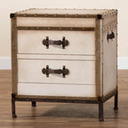 Table d'appoint/Malle de rangement en toile effet vieilli Laura