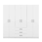 6-Doors Wooden Wardrobe Storage with 3 Big Drawers for Bedroom