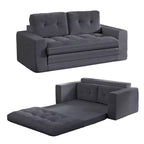 Mjkone 71'' 2-in-1 Convertible Futon Sofa Bed, Corded Fabric Foldable Tufted Buttons Loveseat Sleeper Sofa,Space-Saving