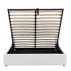 Queen size Upholstered Platform bed with a Hydraulic Storage System - Beige