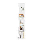 VECELO 5-Tier Wave Corner Shelf, Tall Vertical Storage Display Shelf for Small Spaces & Living Room, White