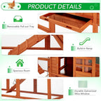 AECOJOY 144'' Large Chicken Coop w/ Run Wooden Hutch Poultry Cage House