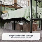 Kids Metal Bed Frame with Butterfly Headboard and Footboard, No Box Spring Needed