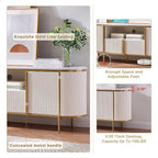 Modern Luxury TV Stand, Entertainment Cente, with Faux Marble Top