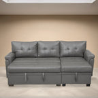 Reversible Sectional Sofa with Pull-Out Sleeper Bed, Hidden Storage Chaise, Durable Legs,