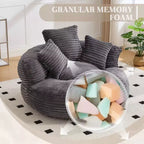 Bean Bag Sofa for Adults Kids, Oversized Corduroy Bean Bag Chair with 3 Pillows & Armrest for Living Room Bedroom