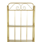 Metal Scroll Indoor Outdoor Tall Folding 5 Shelves Bakers Rack - Gold or White - Roche River Decor