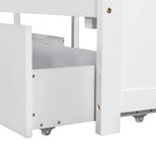 Lit plateforme en L moderne blanc de taille double avec lit gigogne et tiroirs pour chambre à coucher