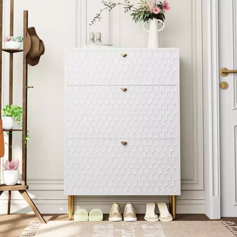 CLIHOME 24 Pair Entryway Shoe Storage Organizer Cabinet Flip Drawers Closet Shoe Rack Shelf Organizer