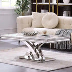 Table basse moderne de 48 po, table basse rectangulaire avec piédestal en X, tables basses pour salon