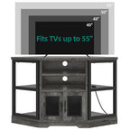 Mobile TV ad angolo in stile rustico con presa di corrente, per TV fino a 55 pollici