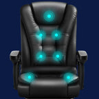Ergonomic Black Leather Swivel Office Chair with Footrest