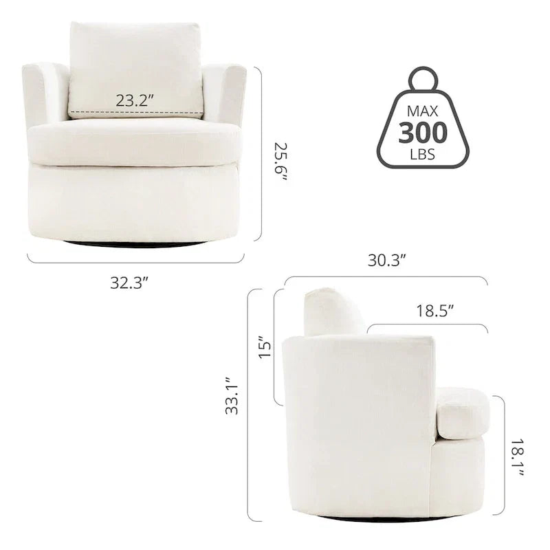 Modern Chenille Upholstered Swivel Accent Barrel Chair Set Modern Swivel Armchair for Living Room