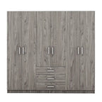 6-Doors Wooden Wardrobe Storage with 3 Big Drawers for Bedroom
