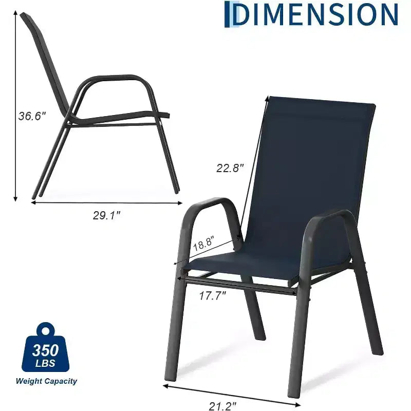 Patio Chairs,Outdoor Stackable Dining Chairs Set of 4/6 All Weather Lightweight Textilene Outdoor Chair Sets with Armrests for Backyard,Pool Deck