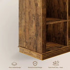 8 Cube Storage Organizer Bookshelf, Farmhouse Horizontal Bookcase, 62 Inch Wood Storage Bookcase for Entryway, Long Low Bookshelves for Living Room