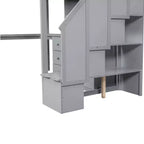 Twin Size Loft Bed with L-Shaped Desk, 3 Drawers, Cabinet, Staircase Storage, Solid Pine/MDF Build