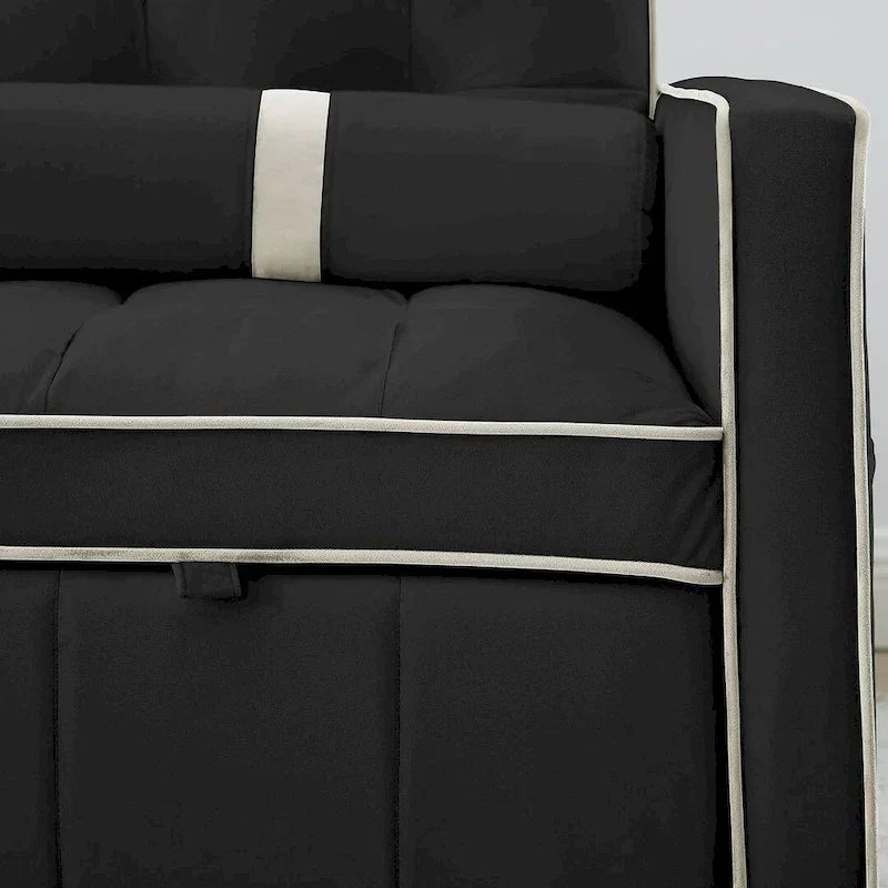 Velvet Multi-Functional Pull-Out Sofa Bed Adjustable Reclining Backrest With Pillows - N/A
