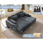 AMERLIFE 93 Double Chaise Lounge Sofa for Two, Deep Seat Cloud Couch with Lumbar Pillows & Wide Armrests, Easy Assembly, Faux Fur