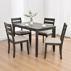 Sedie da pranzo in legno con schienale a doghe, set da 4