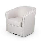 Swivel Accent Chair, Classic Round Barrel Style, Wheat Beige Fabric