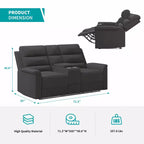 Beige/Gray Tech Fabric Reclining Loveseat Sofa, 2-Seat, Adjustable Backrest & Footrest