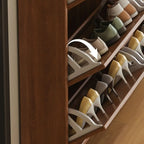 Traditional Hidden Adjustable 3 Tiers Solid Wood Shoe Cabinet