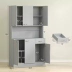 71 Kitchen Pantry Cabinet, Tall Storage Cabinet with Microwave Stand, Modern Kitchen Hutch,3 Adjustable Shelves for Living Room, Dining Room