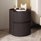 Modern Leather Tray Round 2-Drawer Nightstand