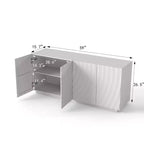 59 Modern Spiral Sideboard Buffet Cabinet, Low Profile Art Entryway Storage Cabinet with 3D Ripple Texture Doors