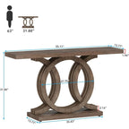 Vintage Console Table with Geometric Base Wooden Hallway Table