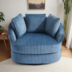 Fauteuil pivotant rond surdimensionné en velours côtelé avec accoudoirs encastrés 43 W