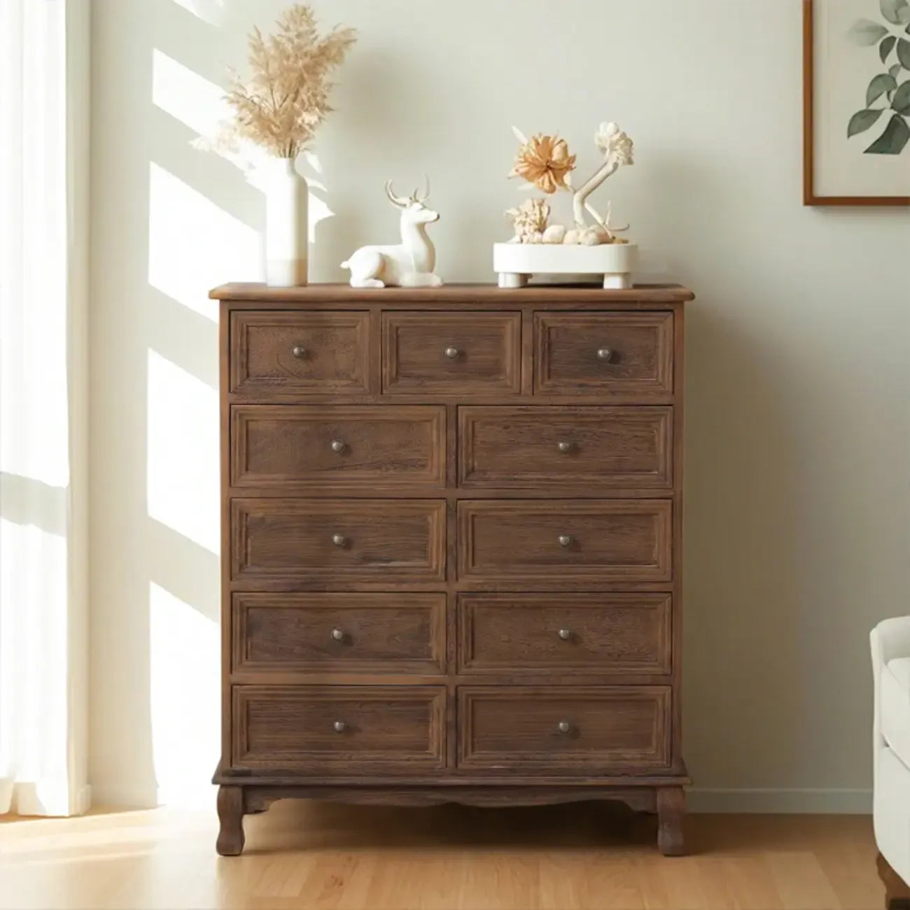 Rustic Brown Wood Accent Cabinet for Living Room Storage
