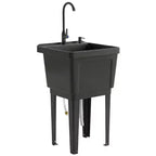 Portable Utility Sink Laundry Tub, Freestanding Laundry Sink with Faucet Soap Dispenser Hoses