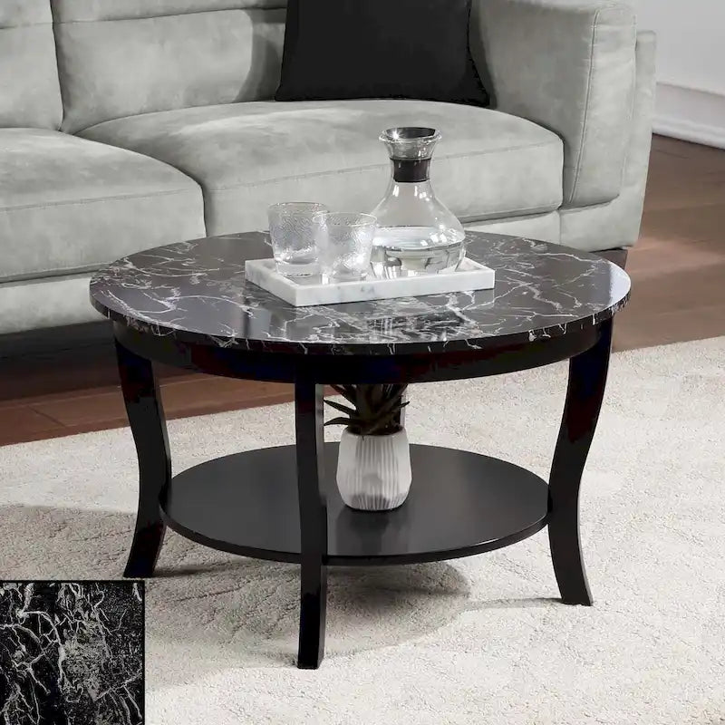 Round Coffee Table with Shelf