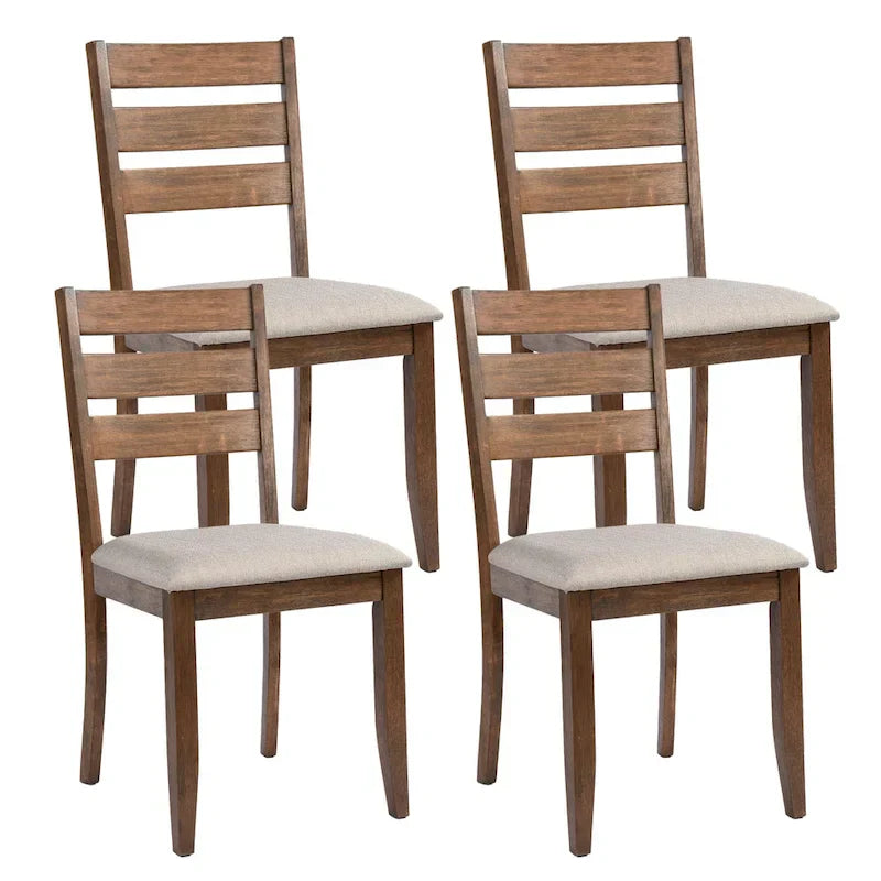 Sedie da pranzo in legno con schienale a doghe, set da 4
