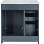 30 Single Sink Bathroom Vanity with Cabinet & 3 Drawers – Black / Blue / Green / Indigo / White