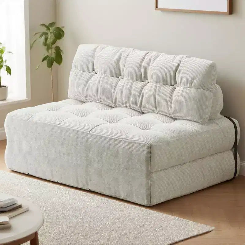 Full Corduroy Folding Sofa Bed Futon, Floor Convertible Sleeper Chair with Pillow & Back Support