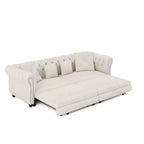 Whisen Velvet 3-in-1 King Size Pull-Out Sofa Bed & Convertible Sleeper Sofa with Movable Ottoman, Tufted Design