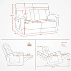 Canapé inclinable électrique MCombo 60,2 po avec massage et double chauffage, appuie-tête réglable, ports USB et Type C, tissu