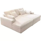 AMERLIFE 93 Double Chaise Lounge Sofa for Two, Deep Seat Cloud Couch with Lumbar Pillows & Wide Armrests, Easy Assembly, Faux Fur