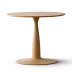 Modern Round Pedestal Dining Table with Wood Grain Finish, Small Kitchen Table Coffee Table for Apartment, Dining Room & Living Space-Panipeachy
