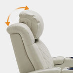 MCombo Power Recliner Chair with Adjustable Headrest, Dual Motor Home Theater Seating with USB Port, Breathable Leather HTS411
