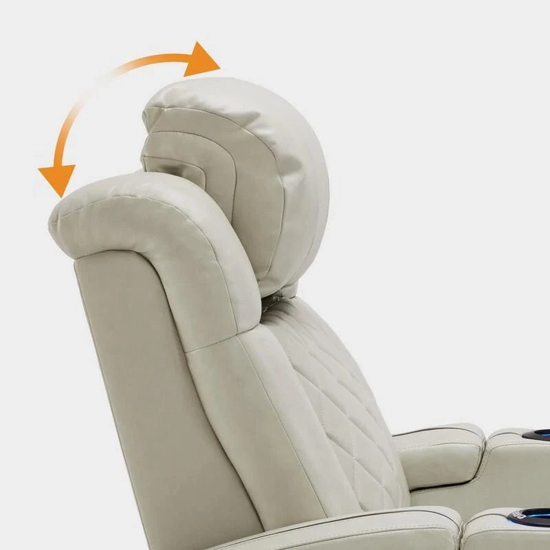 MCombo Power Recliner Chair with Adjustable Headrest, Dual Motor Home Theater Seating with USB Port, Breathable Leather HTS411