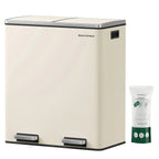 SONGMICS Poubelle double, 60L, en acier inoxydable, amande