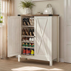 Meuble de rangement pour chaussures Moasis à 5 niveaux et 20 paires avec portes doubles pour entrée