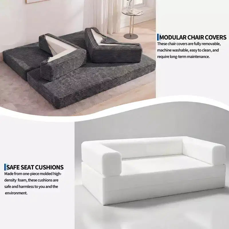 80.7 5-in-1 Convertible Sleeper Sofa Bed – Corduroy, 1200 lbs, No Assembly