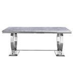 Table de salle à manger moderne avec piètement en U en acier inoxydable